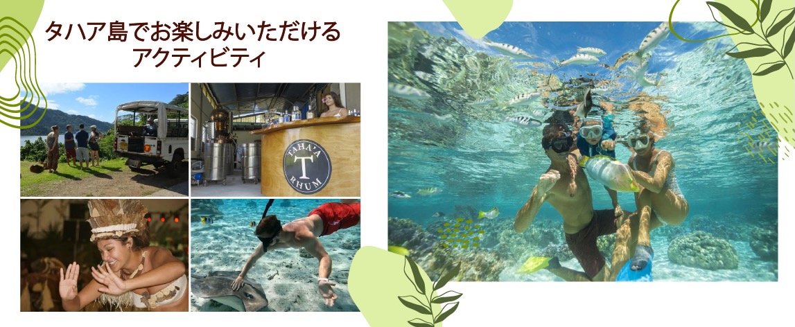 タハア島でお楽しみいただけるアクティビティ